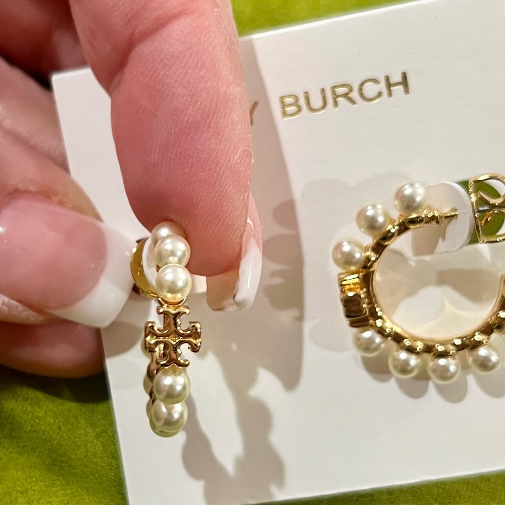 Tory Burch Kira Pearl Hoop Earrings